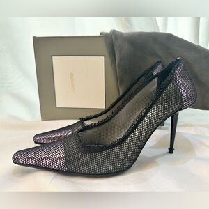 Tom Ford mash cap-toe 85 mm pumps. Black-lilac, IT 39